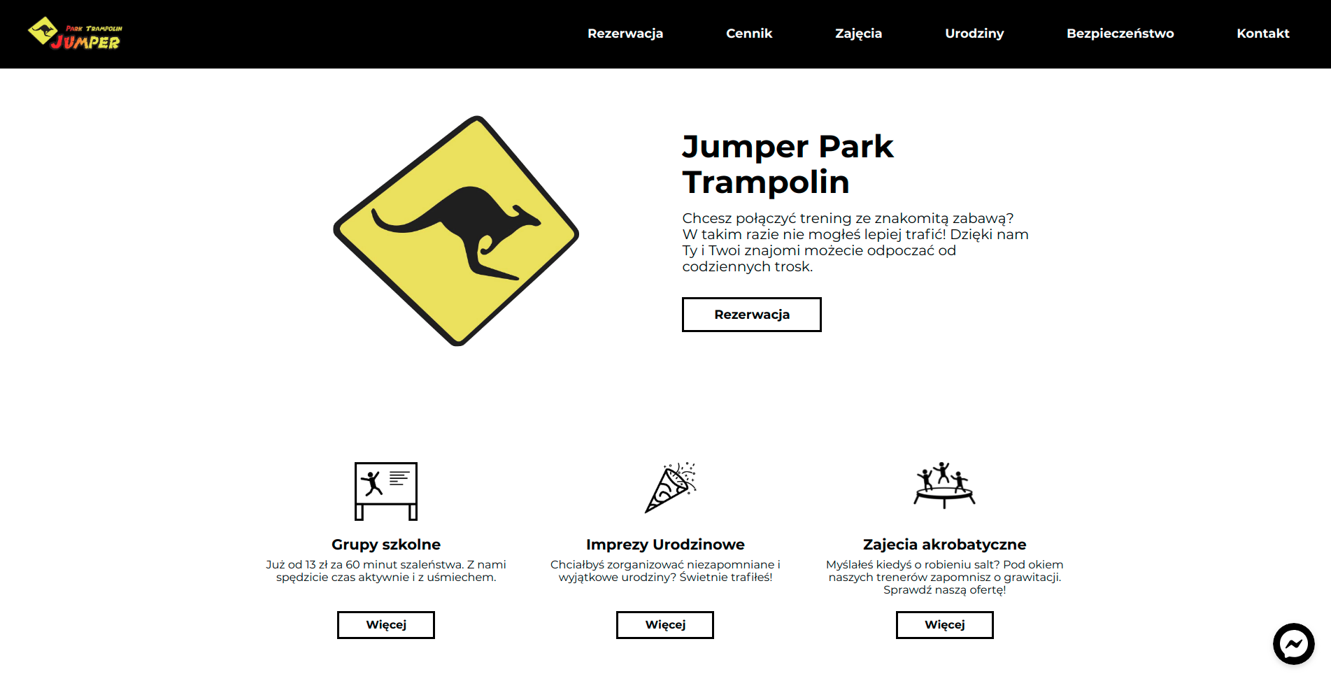 Strona parku trampolin w Białymstoku